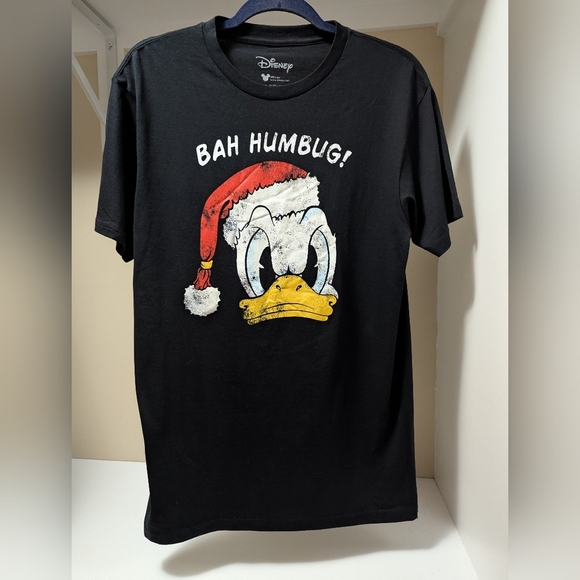 Disney  Donald Duck Black Bah Humbug T-Shirt Unisex men's M Women's L/XL - Picture 1 of 8